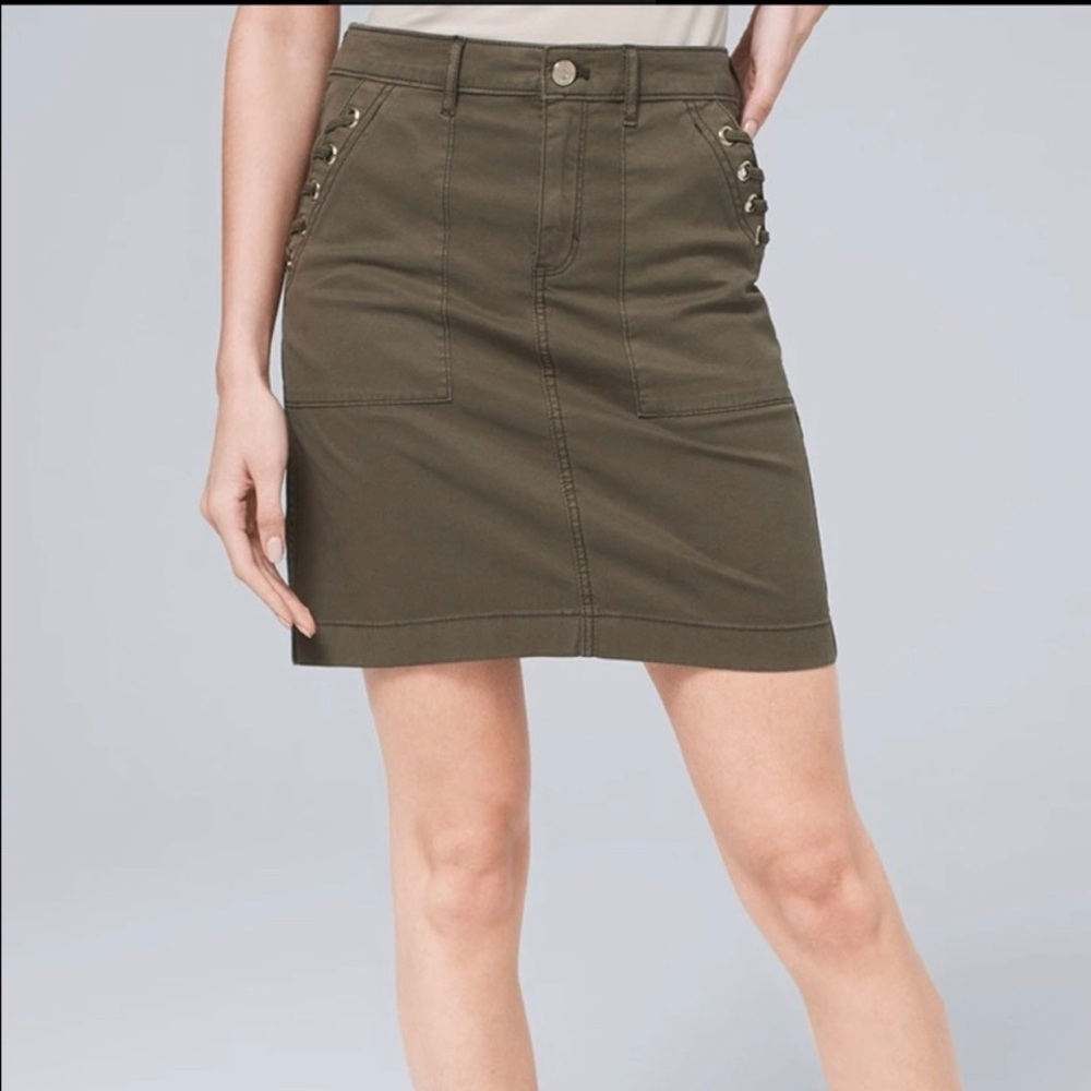 White House Black Market cargo Lace-Up Utility Skirt size 8
